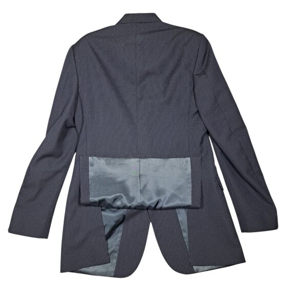 Vintage Pierre Cardin Mens 3-Piece Navy Suit 42R 36x34 Pinstripe Blue Wool 1980s - Picture 4 of 14